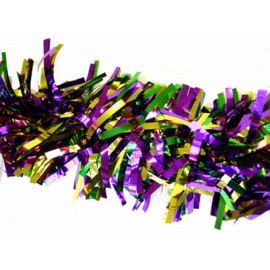 Purple/Green/Gold Tinsel Garland, 4" x 15'
