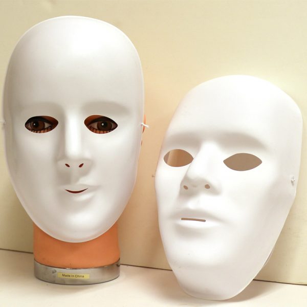 Costume Promo White Plastic Full Face Mask Male Female