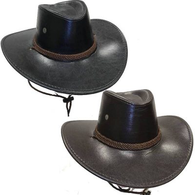 Leather-like Western hats Black or Brown