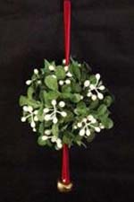 Mistletoe Ball w/ Bell Ornament (Silk)