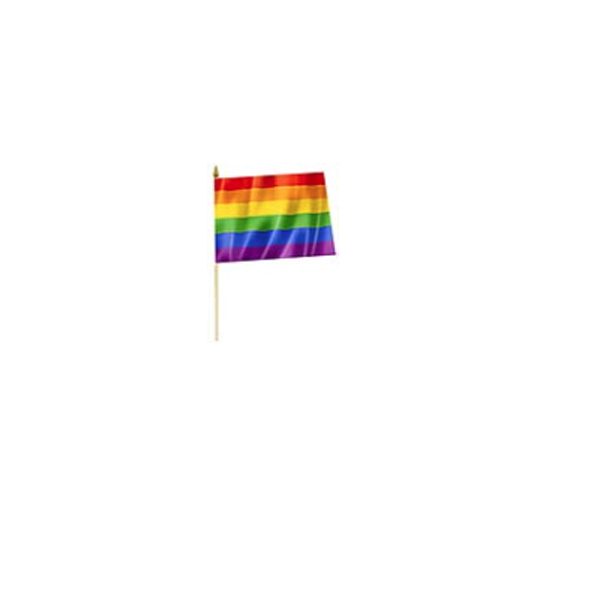 Rainbow Flag on white plastic dowel