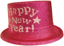 Happy New Year Glittered Plastic Top Hat