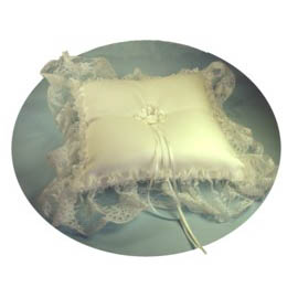 Satin/Lace Square Pillow - Ivory