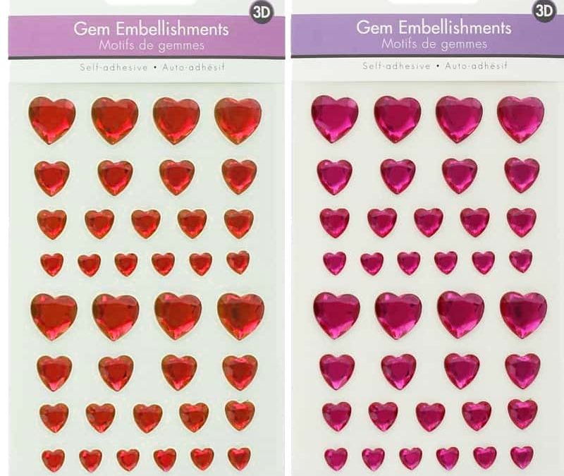 Stick-On Gem Hearts
