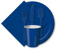 Navy Paper and Plastic Solid Color Tableware