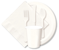 White Paper and Plastic Solid Color Tableware