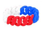 Red, White and Blue Silicone Rubber Link Stretch Bracelet