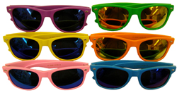 Mirror Lens Neon Frame Wayfarer Sunglasses