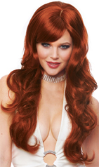 DeLovely Wig Natural red long wavy hair costume wig