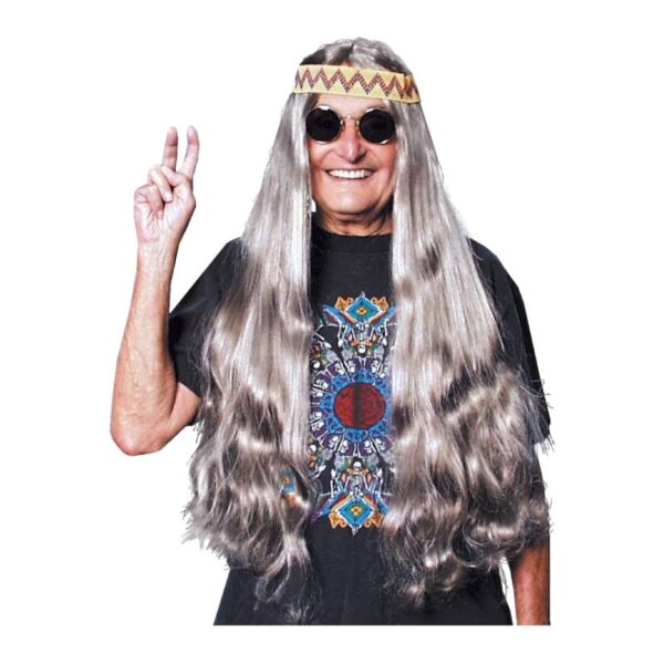 Long Hippie Costume Wig gray