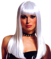 Platinum White Mistress Wig with Bangs