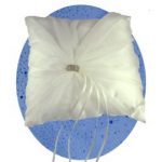 Rinestone Sash Square Pillow - White