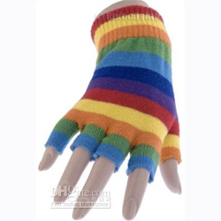 Rainbow stripe fingerless gloves