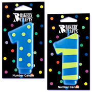 Number 1 Candle in Stripes and Dots