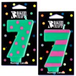 Number 7 Candle in Stripes and Dots