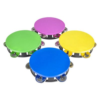 5.5" plastic/metal tambourine assorted colors