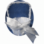 Round Fabric Basket W/Bow - White