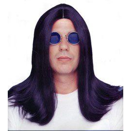 Long Black Parted Costume Wig