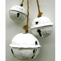 White Round metal bells hanging ornament