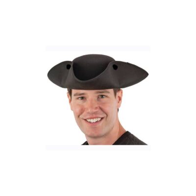 Soft Black Heavy Felt Tricorne Hat w Snaps