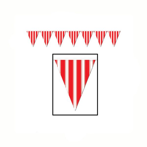 Red White Striped Pennant Banner