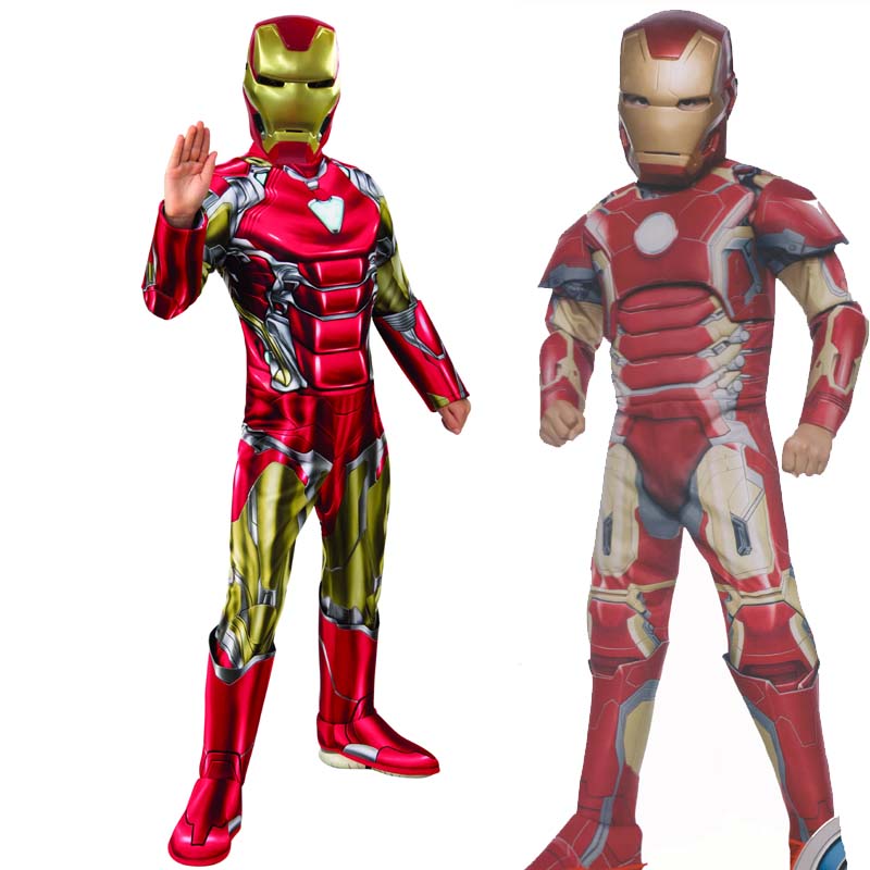 Deluxe Suit Iron Man Avengers Kids Jumpsuit Superhero Muscle Costume Outfit US