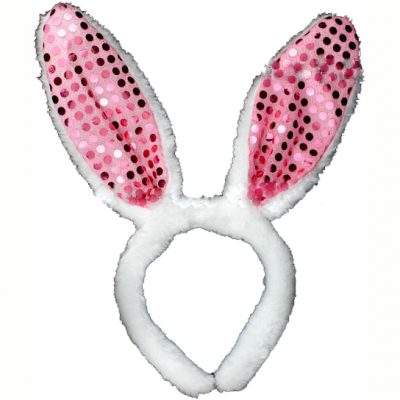 plush sequin bunny ears headband