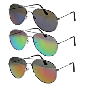 Mirror Lens Aviator Sunglasses w/ Silver Frame