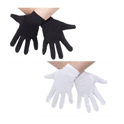 Costume Fabric Gloves White or Black