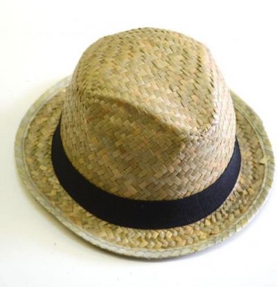 Natural woven straw fedora w/ fabric band
