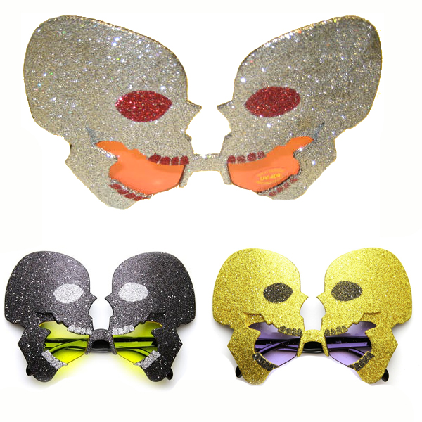 Glitter covered skull sunglasses