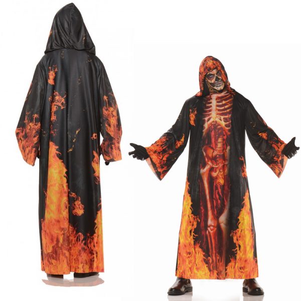 Potot Real Hooded Robe w/ Skeleton Inferno Print