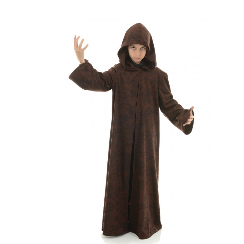 Charlie Crow Hooded Cloak Outfit For Kids | Dark Brown | One Size 7-9 Years. : Charlie Crow