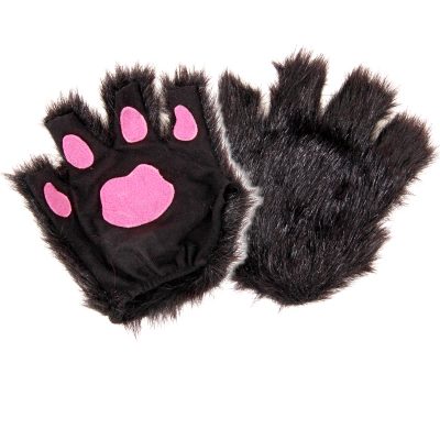 black plush fabric fingerless paws