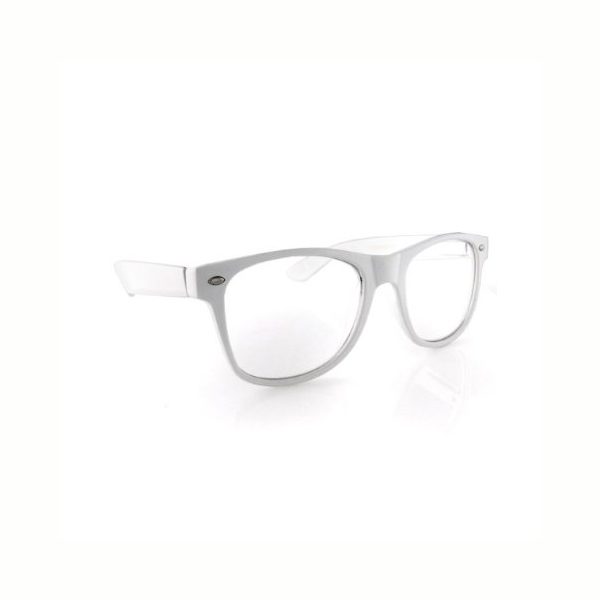 White plastic frame clear lens eyeglasses