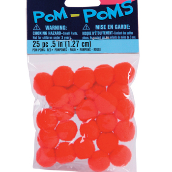 half inch red pom poms
