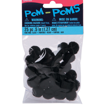 half inch black pom poms