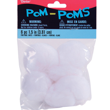 1.5" white pom poms