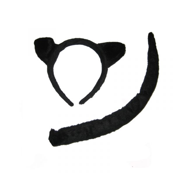 Child Black Cat Ears Tail Set