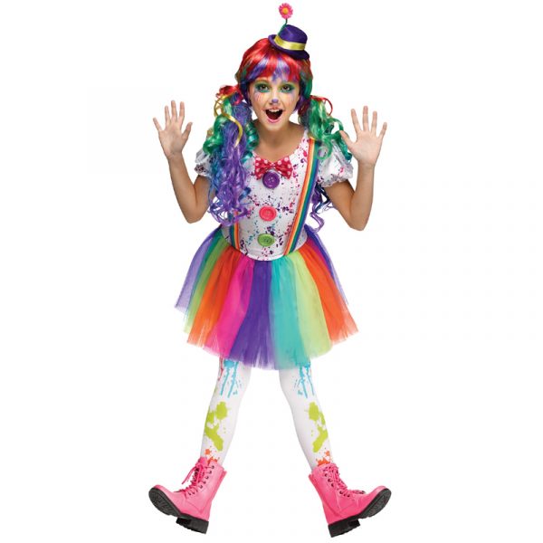 Crazy Color Clown Dress Child Costume