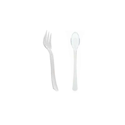 Clear Plastic mini tasting fork and spoon