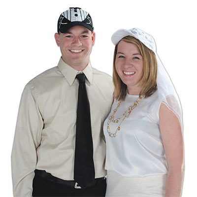 White bridal cap and veil