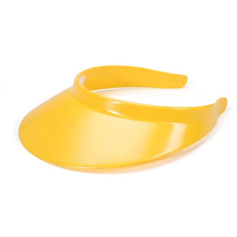 Yellow plastic sun visor with soft foam padding