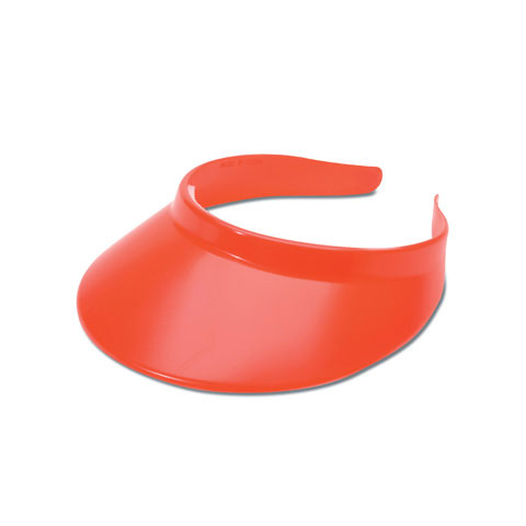 Red plastic sun visor with soft foam padding
