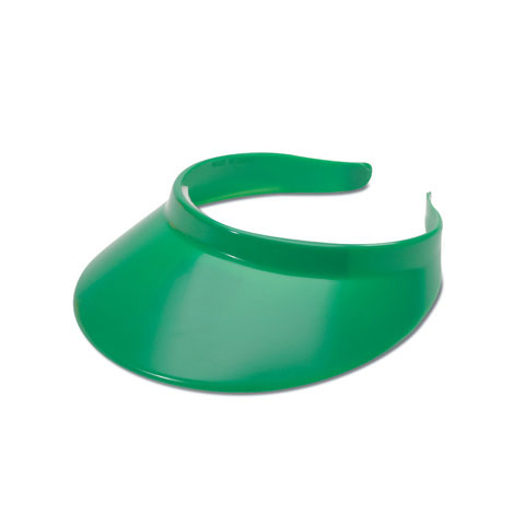 Green plastic sun visor with soft foam padding