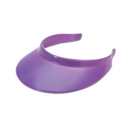 Purple plastic sun visor with soft foam padding