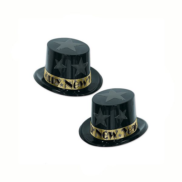 New Year's Eve Top Hat Black Gold