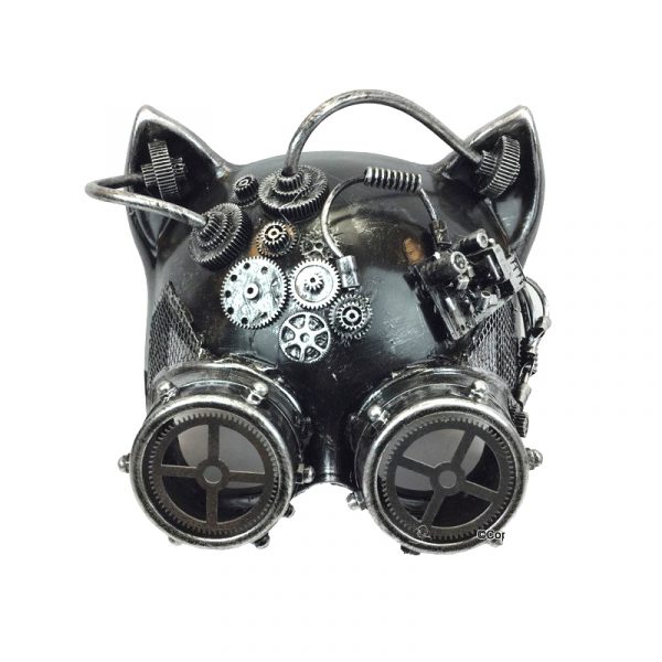 Silver Costume Steampunk Cat-Shaped Mask
