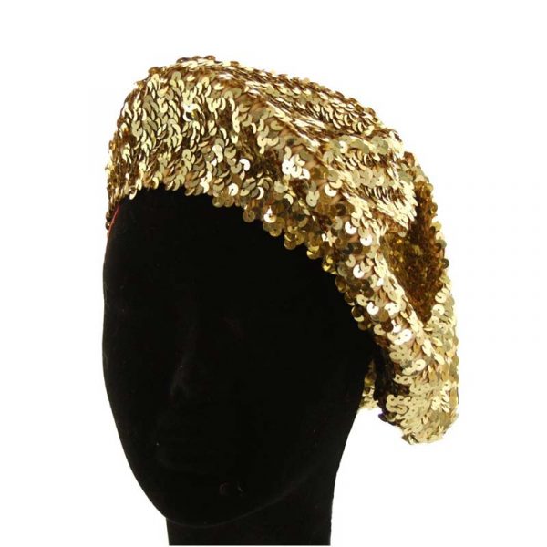Gold Sequin Fabric beret hat