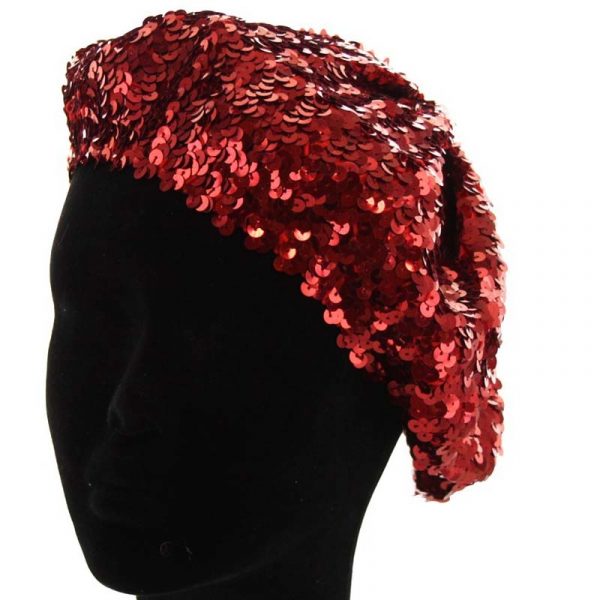 Red Sequin Fabric beret hat
